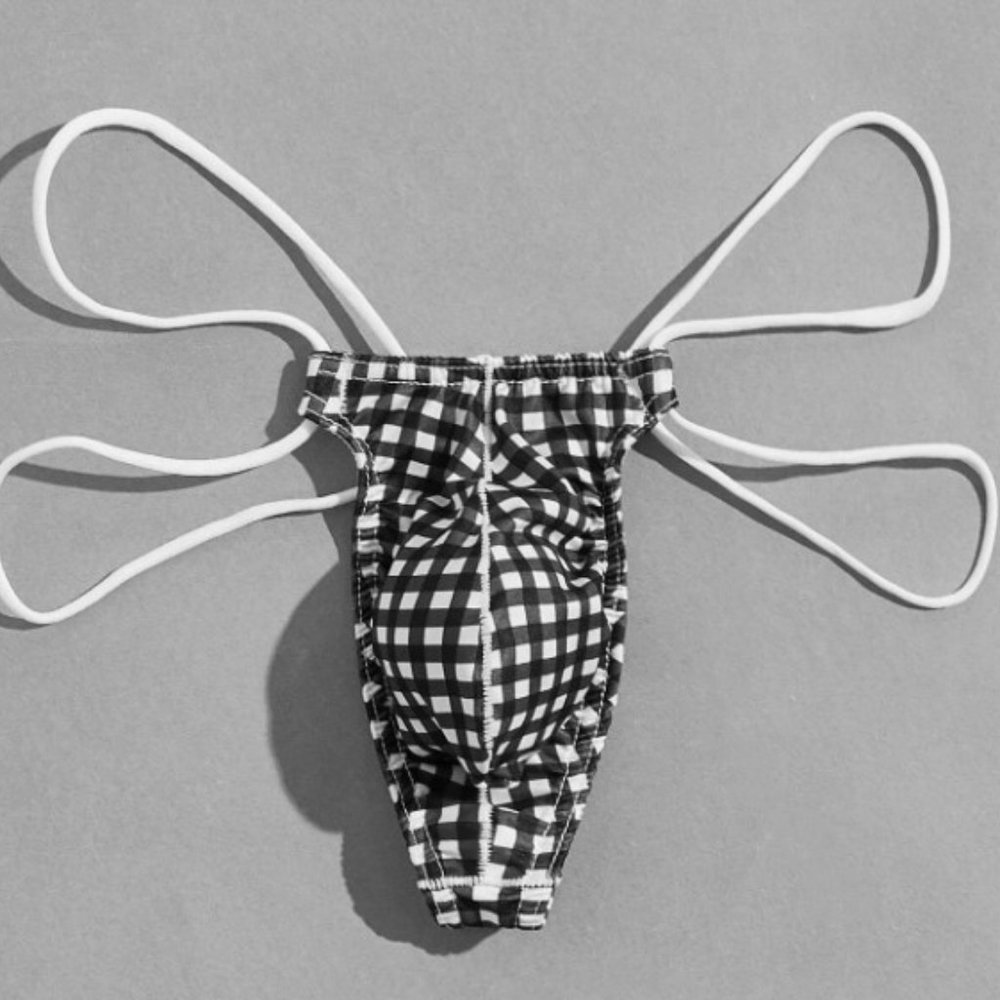 NEW Men's Black & White Gingham Jockstrap (Size L)